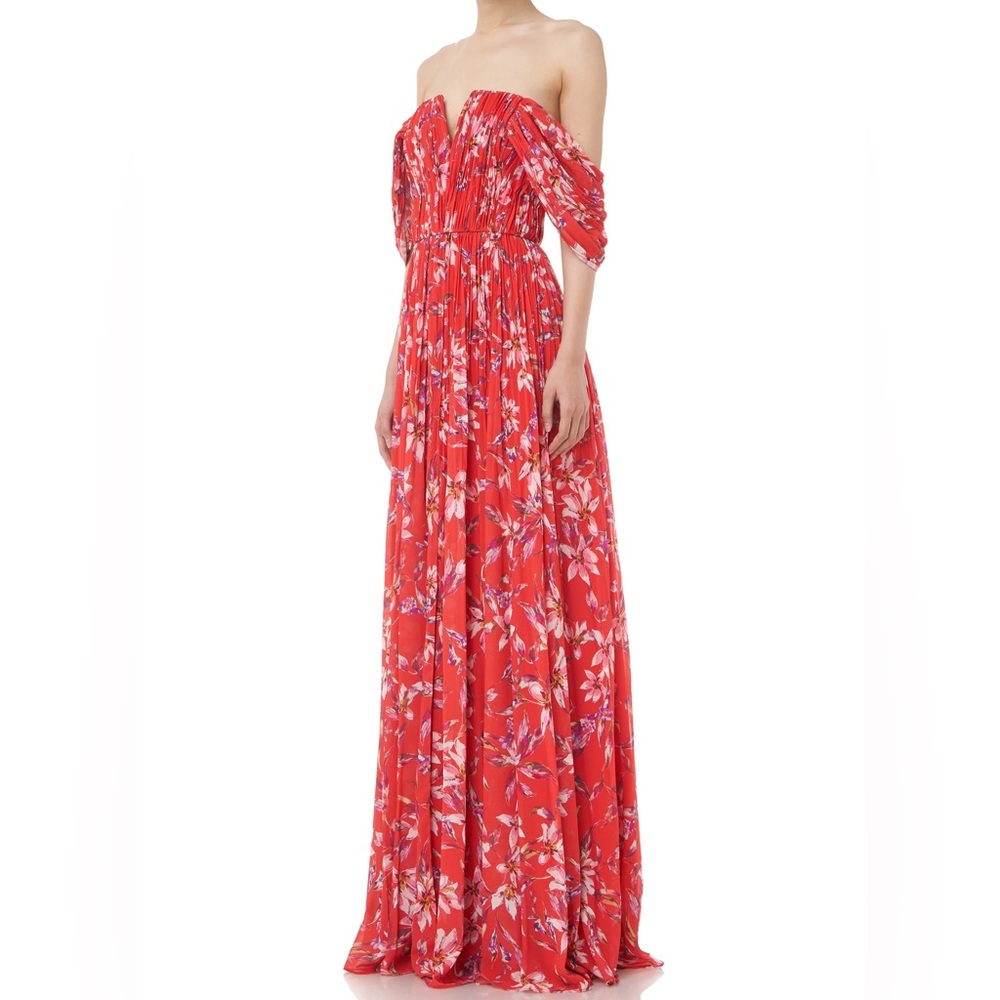 AMUR Kyla Red Floral Maxi Gown Size 2 Black Tie Formal